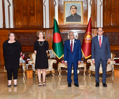 US Ambassador Peter Haas presenting credentials to Bangladesh President Md. Abdul Hamid at Bangabhaban March 15 2022