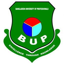 BUP logo in blue and grey with stylized letters