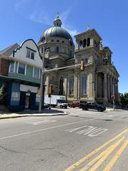 The Basilica of St. Josaphat in Milwaukee, WI with clear blue sky