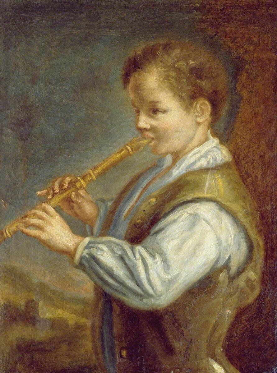 Portrait of a flautist by Alexis Grimou