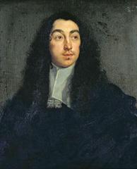 Portrait of Matthew Locke holding a musical instrument