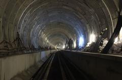 Marmaray Project construction site with railway tunnels and workers