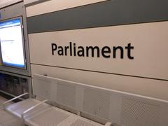 Parliament Station signage on the wall