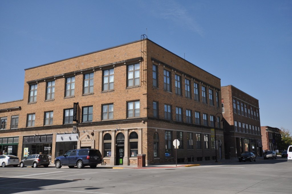 Masonic Temple building in Ames, Iowa under clear sky