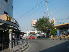 Buendia Flyover and surrounding landmarks in Makati City, Philippines including MRT station and major roads