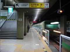 Interior of Sangwangsimni Station with modern design and lighting