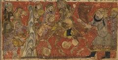 Illustration from Tarikhnama depicting the Battle of Uhud where Muhammad kills Ubayd bin Khalaf with his lance