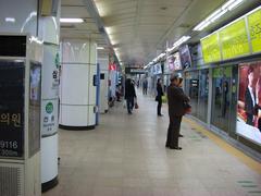 Samseong Station interior with escalators and lighting