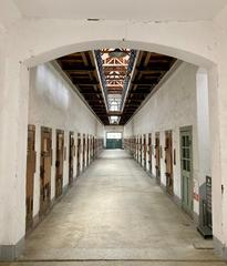 Inside view of the Old Seodaemun Prison showing historic prison cells and barred windows