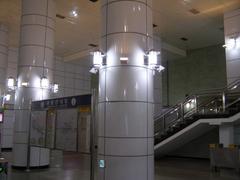 Entrance of Yeoksam Station with escalator and stairs in Seoul, South Korea