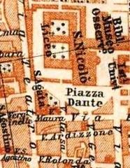 Detailed map of Catania city in Italy showing streets and landmarks