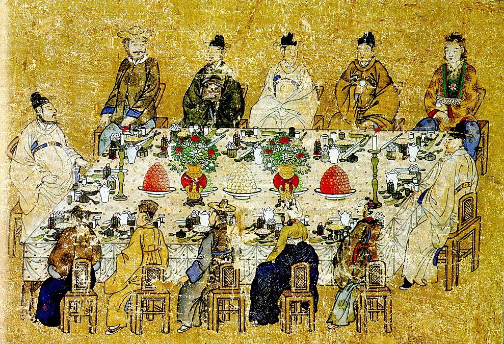 Commemorative feast for Treaty of Commerce between Korea and Japan in 1883 painting by Ahn Jungsik