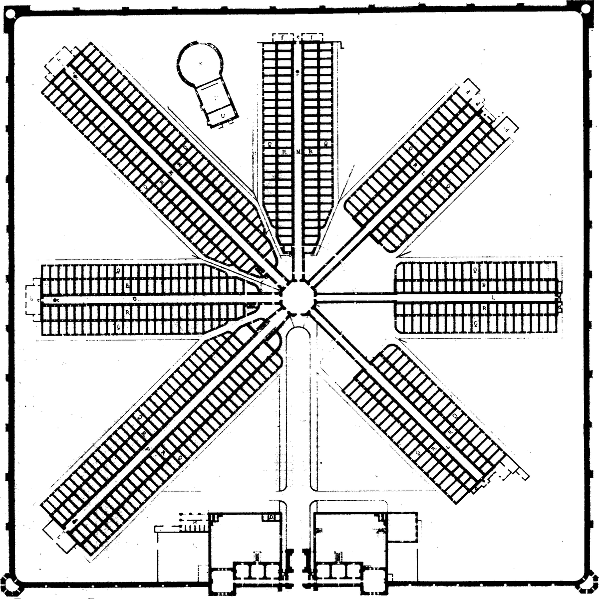 1836 floor plan of Eastern State Penitentiary in Philadelphia