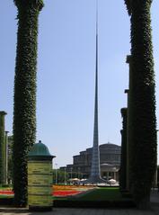 Iglica steel spire near Hala Ludowa in Wrocław Poland