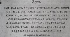 Ancient inscription dedication for the Durocorter thermal baths engraved on stone