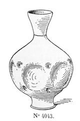 Ancient bottle with three pillars design from museum catalog