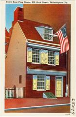 Betsy Ross Flag House at 239 Arch Street in Philadelphia, historic house with colonial architecture