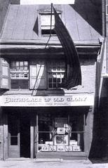 Betsy Ross House in Philadelphia, historic 1904 photograph showing the birthplace of the American flag