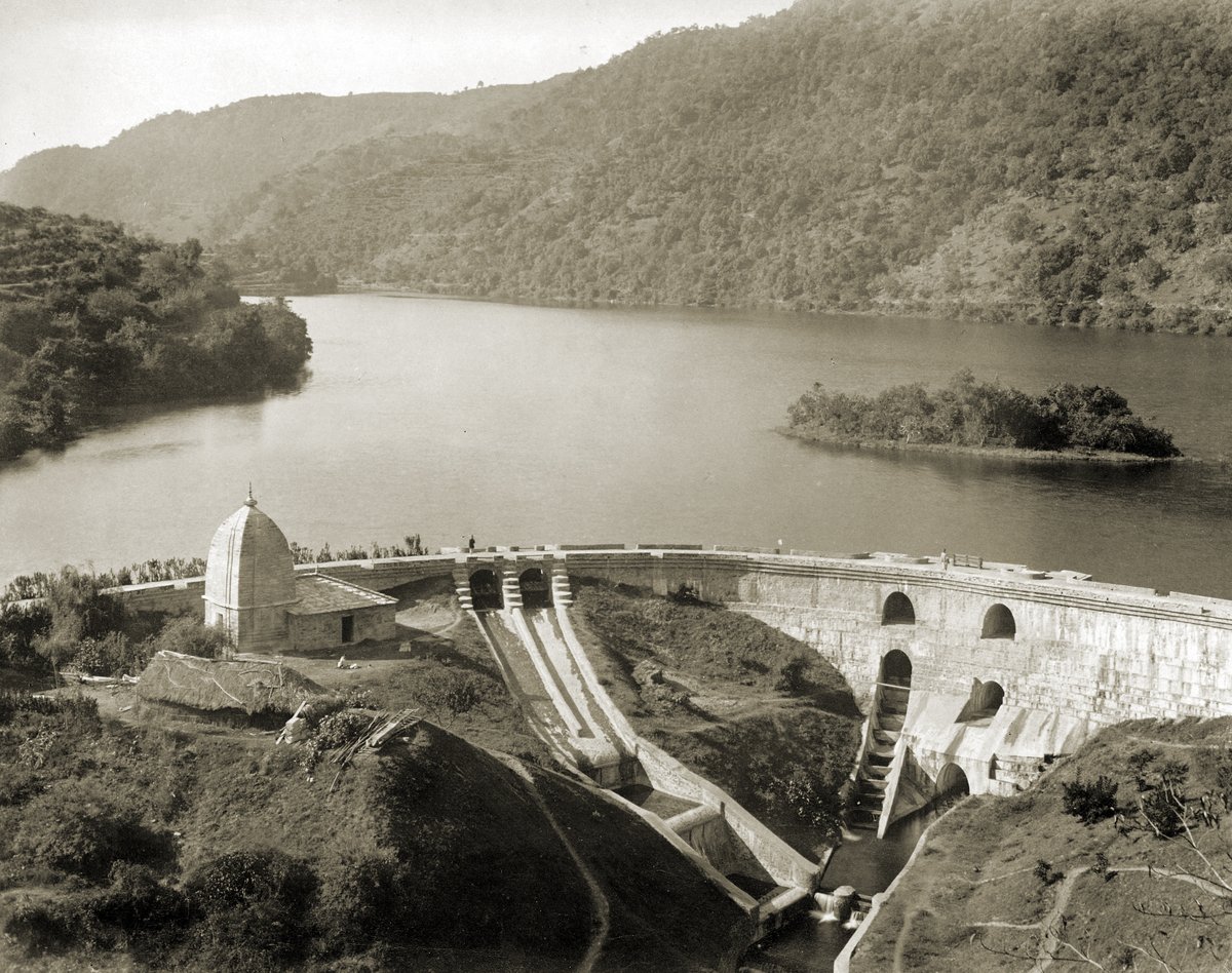 17th century Bhim temple and dam at Bhimtal, built by Raja Baz Bahadhur Chand, 1895