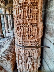 Bhojshala Saraswati Mandir and Kamal Maula mosque site in Dhar, Madhya Pradesh showing historic stone pillars and ruins
