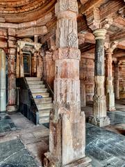 Intricate view of the pulpits and minbar at Kamal Maula mosque site in Dhar, Madhya Pradesh