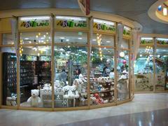 Interior view of Coex Mall showing spacious shopping area with decorative ceiling lights