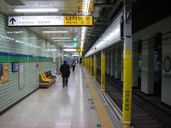 Sinseol-dong Station entrance with blue Seoul Metro sign on a sunny day
