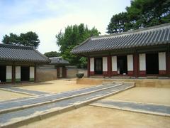 Jaegung area at Jongmyo Shrine in Seoul Korea with traditional Korean architecture