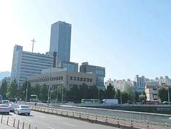 Changdong skyline with buildings and mountainous background