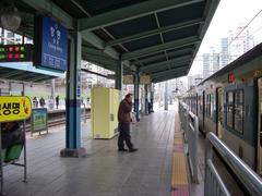 Chang-dong Station subway platform with stairs and signage