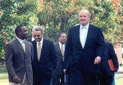 Senator Fred Thompson meeting with President John Smith and Vice President Robert S. Poole at Fisk University