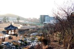 Dankook University artificial waterfall at Jukjeon campus