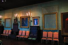 Empty frames of the two stolen Rembrandt paintings at Isabella Stewart Gardner Museum