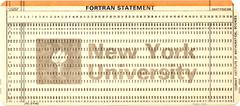 Blank punched card from Courant Institute of Mathematical Sciences at New York University designed for Fortran programming