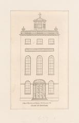 Historic College of Physicians and Surgeons building of the University of the State of New York with detailed lithographic prints
