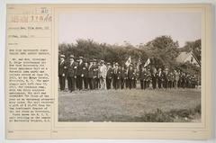 New York University Red Cross Ambulance Unit drilling on campus at University Heights in June 1917