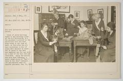 Girls knitting socks in a New York University knitting course in 1918