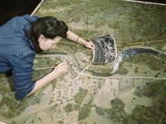 Camouflage class at New York University with men and women preparing for Army and industry jobs