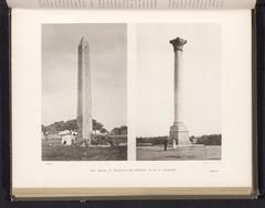 The obelisk at Heliopolis and Pompey's pillar at Alexandria view showing ancient architectural monuments