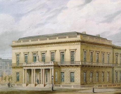 Athenaeum Club building in London, 1830s drawing