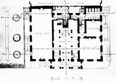 Architectural drawing of the Athenaeum ground floor from 1882