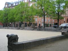 Blågårds Plads square in Copenhagen with people and buildings