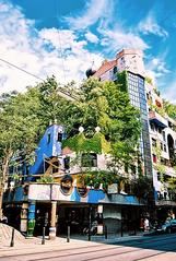 Hundertwasserhaus colorful architectural building in Vienna Austria
