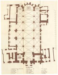 Architectural floor plan of Mátyás Church in Hungary from 1876