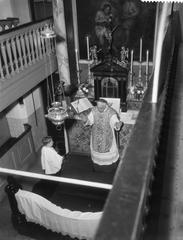 Mgr. J. P. Huibers, Bishop of Haarlem, officiating high mass at the 75th anniversary celebration of Amstelkring in Amsterdam on January 9, 1959