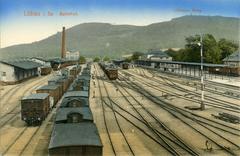 Löbau train station in 1912 with vintage architecture