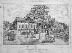 Restauration am Honigbrunnen auf dem Löbauer Berge nach dem Umbau von 1854, historisches Bauwerk mit aufwendiger Steinarchitektur