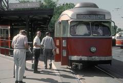 PCC streetcar 3146 at Boston College boarding passengers in September 1965