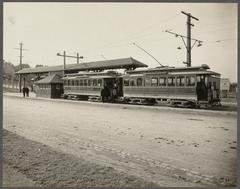 Historic Boston Elevated Railway trams at Lake Street station in March 1900