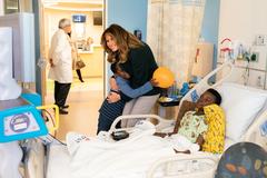 First Lady Melania Trump visiting pediatric patients and families at Boston Medical Center on November 6, 2019